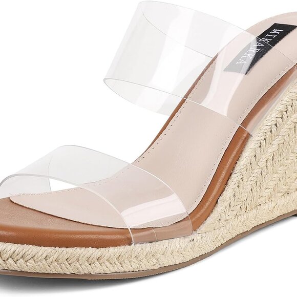 Women Slip On Wedge Sandals Synthetic Rubber Platform Summer Shoes - Picture 1 of 7